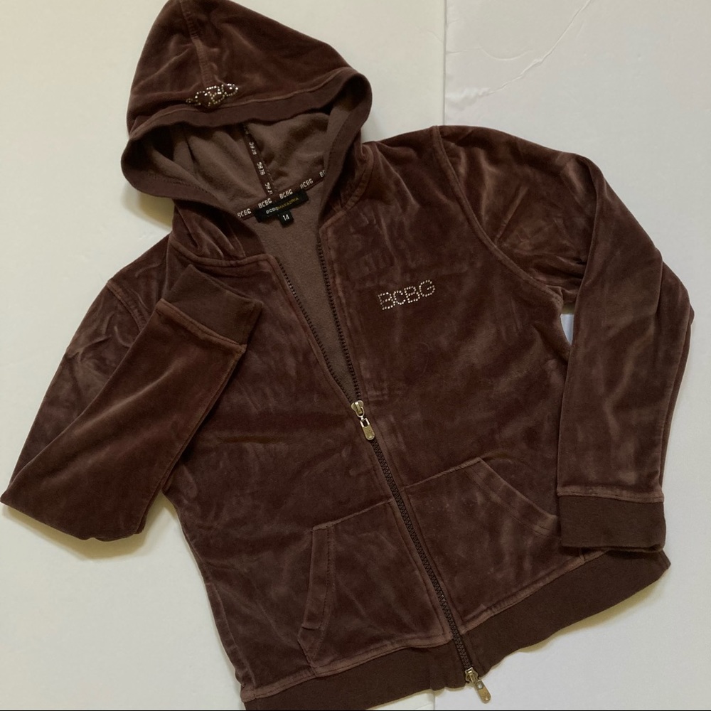 BCBG | Girls Velvet Zip Up Sweatshirt Hoodie